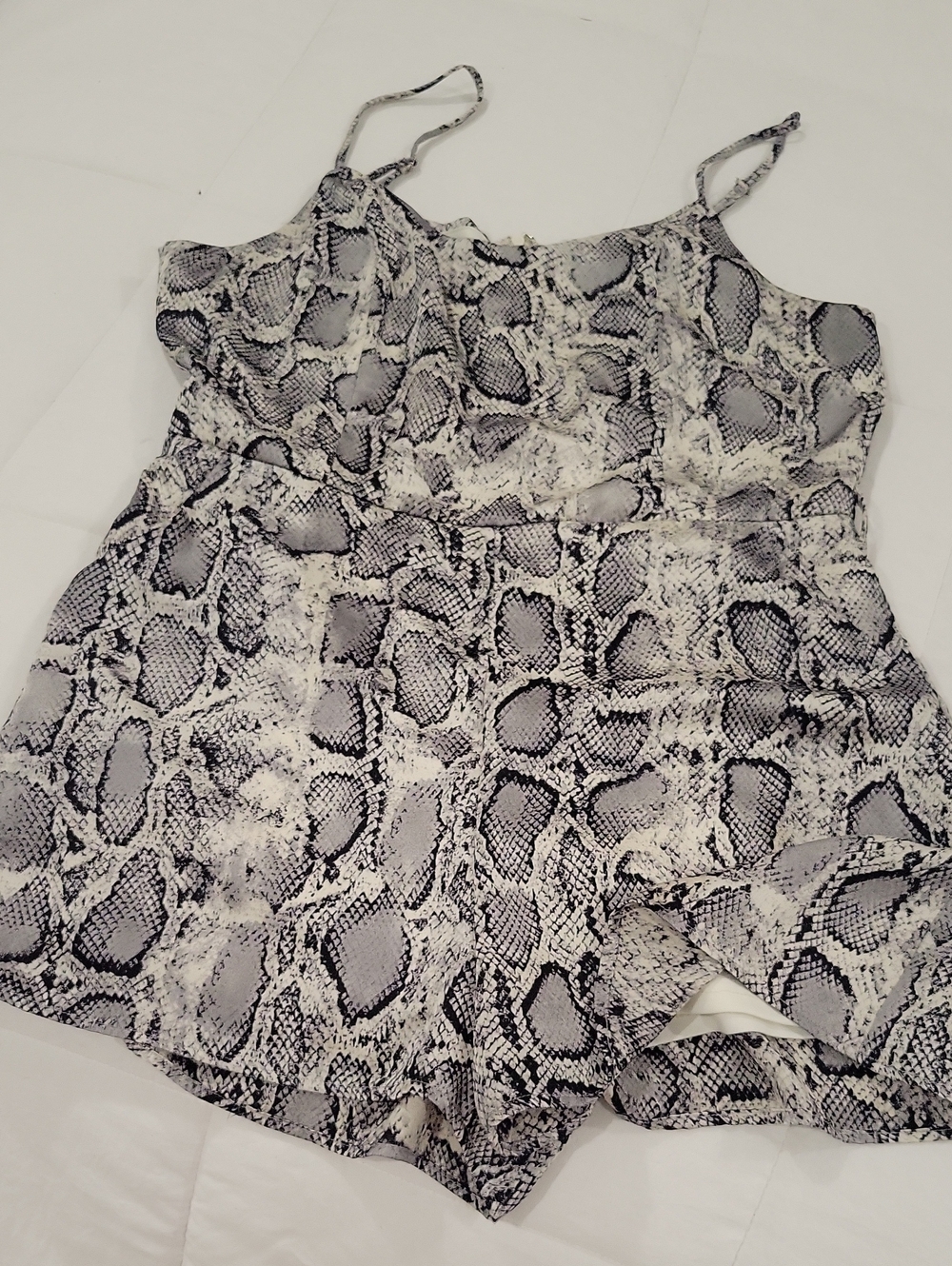 She + Sky Black & White Snake Print Cami Romper